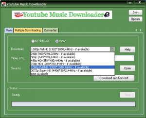 Interfaccia di YouTube Music Downloader per il download